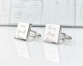 Square Cufflinks, Personalized Gifts For Groom, Wedding Gift for Husband, Custom Cufflinks for Him, Father Of The Bride, Anniversary Present