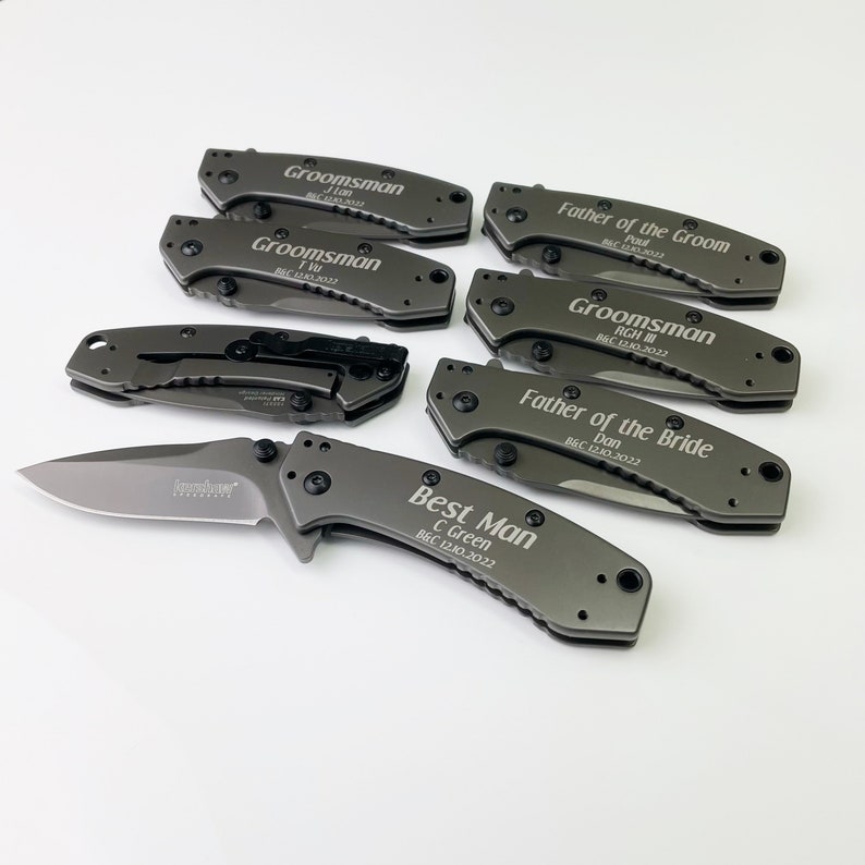 Groomsmen Gifts, Custom Knives, Wedding Gifts, Groomsmen Gifts Set, Father Of The Bride, Groomsmen Folding Knives set, Best Man image 1