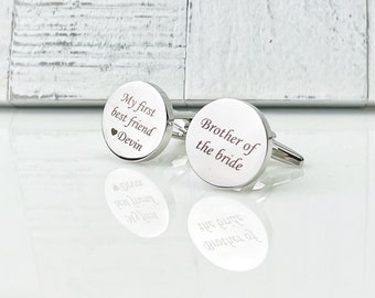 Brother Of The Bride, Silver Cuff Links, CuffLinks, Wedding Gift for Brother, Custom Cufflinks for Him, Gifts For Him, Brother Of The Groom