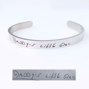 Handwriting Engraved Cuff Bracelet: Custom Stainless Steel Jewelry Gift