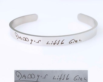 Handwriting Bracelet - Custom Jewelry - Bracelet - Cuff Bracelet - Silver Bracelet - Gifts For Her - Engraved Gift -Engraved Jewelry