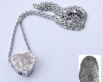 Urn Necklace - Ash Necklace - Fingerprint Cremation Necklace - Memorial Necklace - Grief Necklace - Fingerprint Urn Necklace