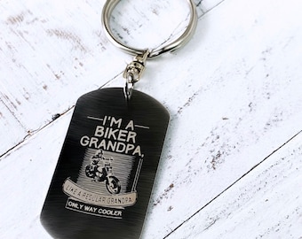 Fathers Day Gift - Biker Keychain - Gift For Papa - Grandpa - Gifts for Him - Gifts for Father - Gifts for Dad - Custom Grandpa Keychain