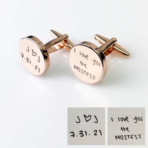 Rose Gold Cuff Links Handwriting CuffLinks Wedding Gift for Husband Custom Cufflinks for Him image 7