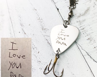 Handwriting Engraved Fishing Lure: Personalized Stainless Steel Fisherman Gift