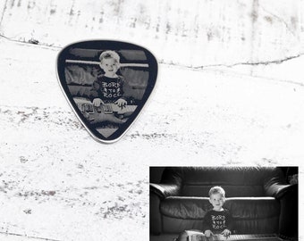 Guitar pick, Double Sided Guitar Pick, Gifts for Him, Custom Guitar Pick, I Pick You, Engraved Pictures, Father's Day Gift