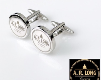 Logo Cuff Links: Engraved Stainless Steel Corporate Gift