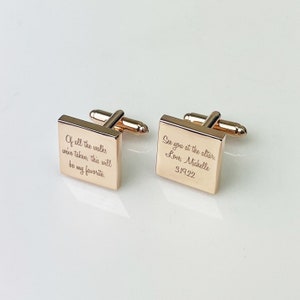 Personalized Square Cuff Links: Rose Gold Groomsmen Gift