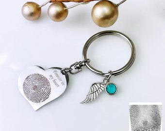 Fingerprint Keychain, Memorial Keychain, Loved One Keychain, Infant loss, Personalized Fingerprint Keychain, Keychain For Him, Keychain