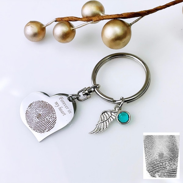 Fingerprint Keychain, Memorial Keychain, Loved One Keychain, Infant loss, Personalized Fingerprint Keychain, Keychain For Him, Keychain