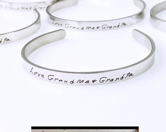Silver Handwriting Bracelet | Custom Jewelry | Cuff Bracelet | Bangle | Personalized Cuff Bracelet | Engraved Jewelry