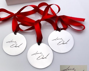 Handwriting Ornament, Personalize Christmas Decor, Handwritten Holiday Gifts, Engraved Ornament For Seasonal Decoration
