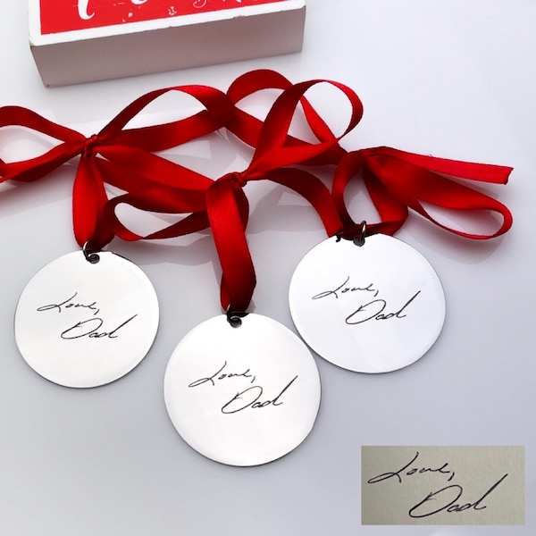 Handwriting Ornament, Personalize Christmas Decor, Handwritten Holiday Gifts, Engraved Ornament For Seasonal Decoration