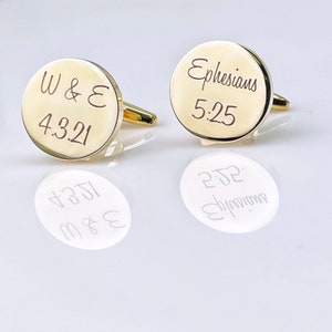Gold Cuff Links | Bible Verse Cufflinks | Bible Gift | CuffLinks | Wedding Gift for Husband | Cufflinks for Him | I do | Gifts For Him