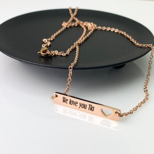Bar Necklace, Engraved Bar Necklace, Handwritten Necklace, Engraved Necklace, Gifts for Her, Engraved Handwriting, Mothers Day Gift