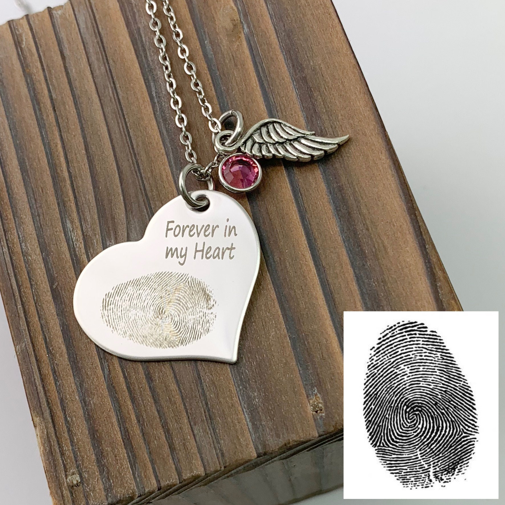 Necklace for Her Infant loss Custom Actual Fingerprint Etsy