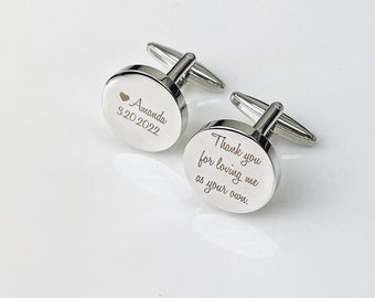 Thank You For Loving Me As Your Own, Stepdad Cufflinks, Step Father Of The Bride, Wedding Gift for Stepdad, Personalized Cufflinks