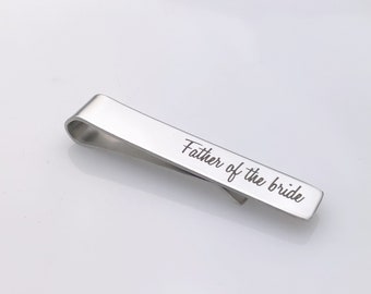 Father Of The Bride - Tie Clip - Handwriting Tie Clip - Mens Tie Bars - Groomsmen Tie Clips - Personalized Tie Clip - Gift for Dad