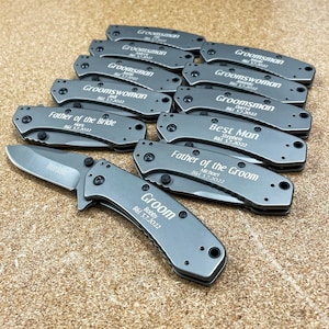 Groomsmen Folding Knives set, Groomsmen Gift, Best Man, Custom Knives, Wedding Gifts, Groomsmen Proposal, Father Of The Bride