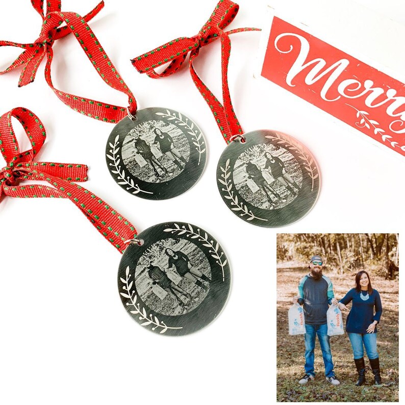 Personalized Christmas Ornament Engraved Photo Custom Etsy