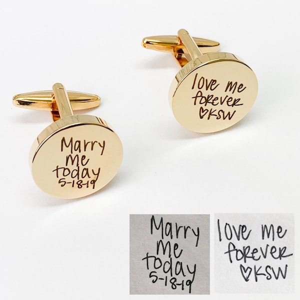 Gold Cuff Links | Handwriting CuffLinks | Wedding Gift for Husband | Custom Cufflinks for Him