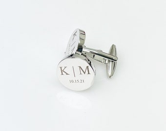 Personalized Cuff Links, Groomsmen CuffLinks, Wedding Gifts, Custom Cufflinks for Him, Round Cufflinks, Anniversary Gift