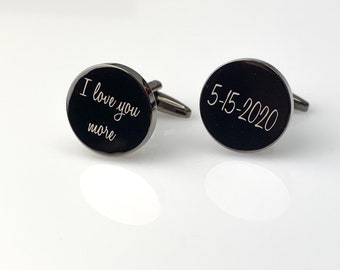 Gun Metal Cuff Links, Cufflinks, Wedding present, Handwriting CuffLinks, Wedding Gift for Husband, Custom Cufflinks for Him