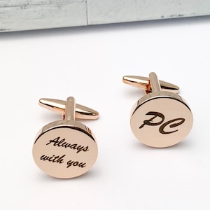 Rose Gold Cuff Links Handwriting CuffLinks Wedding Gift for Husband Custom Cufflinks for Him image 6