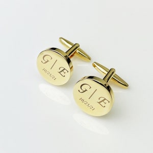 Personalized Cuff Links Groomsmen CuffLinks Wedding Gifts Custom Cufflinks for Him Round Cufflinks Anniversary Gift image 5