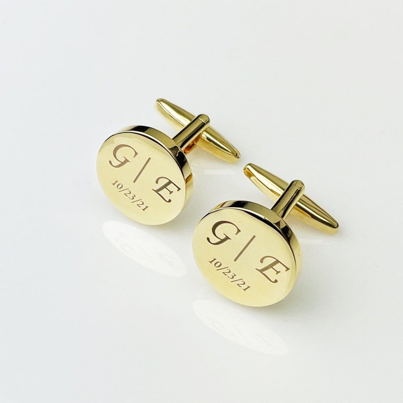 Personalized Cuff Links Groomsmen CuffLinks Wedding Gifts Custom Cufflinks for Him Round Cufflinks Anniversary Gift image 5