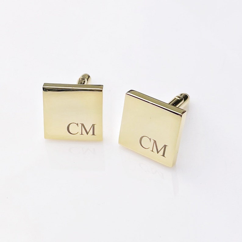 Square Cuff Links, Groom, Monogram Gift for Man, Groomsmen Engraved Cufflinks, Gift For Dad, Gift For Groom, Gift For Best Man image 6