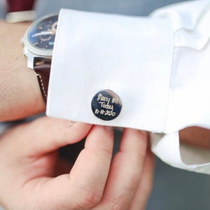 Silver Cufflink |  Engraved Cufflinks | Groomsmen Cufflinks | Round Stainless Steel Cuff Links  | Father&#39;s Day Gift | Christmas