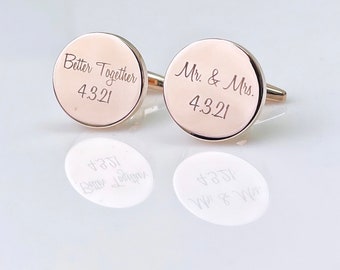 Rose Gold Cuff Links | Gifts For Husband | Better Together | I Love You Most | Wedding Gift for Husband | Custom Cufflinks for Him