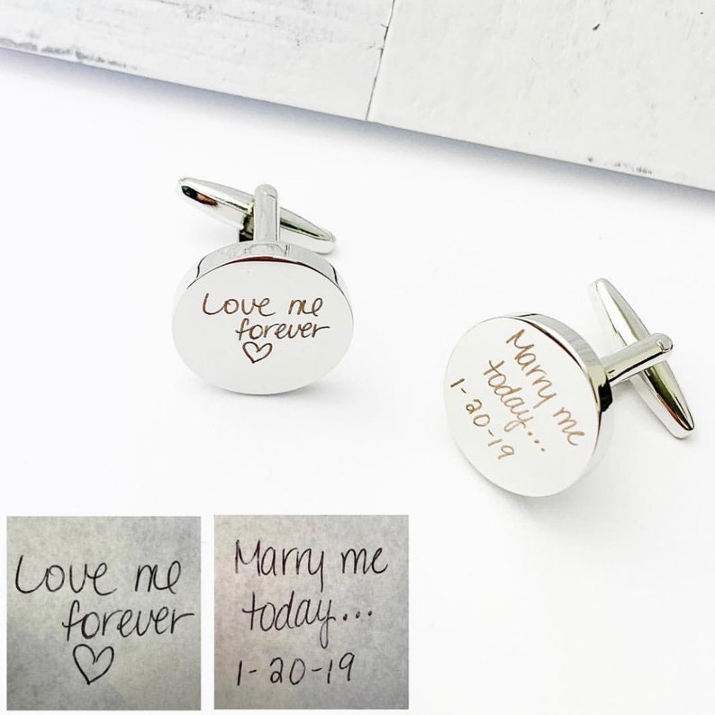 Personalized Cuff Links Handwriting Cufflinks Wedding Gift Etsy