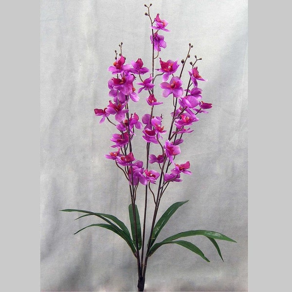 2pc, Artificial Mini Orchid Plant, Purple, Phalaenopsis, 27 inches tall, 5 branches on each bush, long lasting, per 2 plants