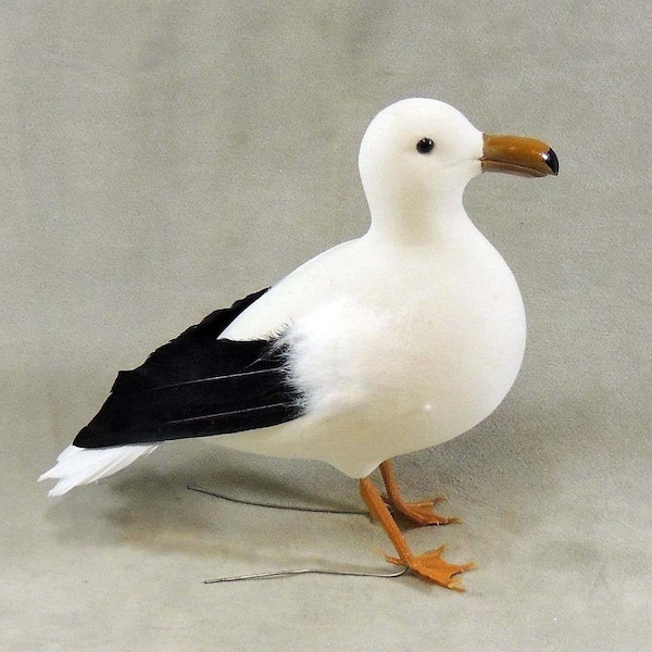 Artificial Seagull, 7.5x10 inch, standing seagull with wired feet, per each