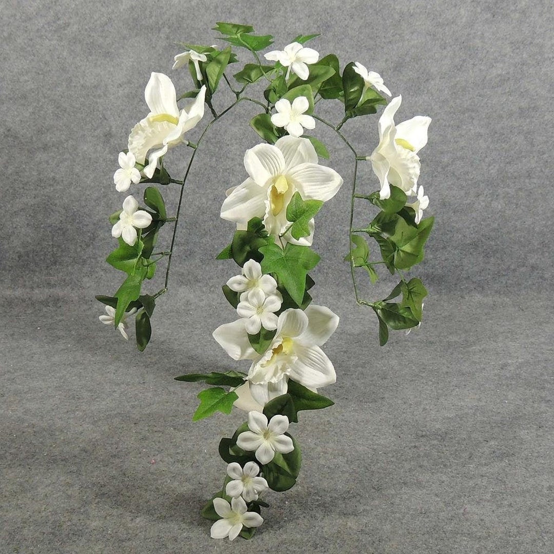 2pc Artificial Orchid Spray Cream Colored Silk Flowers Etsy