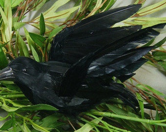 2pc, Artificial Crows, 7.5 inch, with clip, Halloween, decoration, prop, Flying crow, per 2 birds