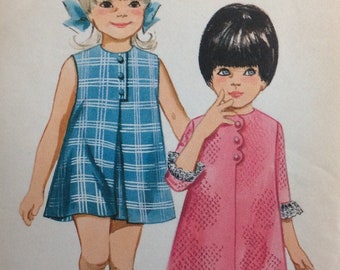 Butterick 4725, girls dress, size 6, vintage 1960's sewing pattern,   Uncut