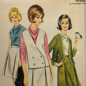 CLEARANCE!!  Butterick 3142, misses blouse, jacket and skirt, size 14, bust 34, vintage 1960&#39;s sewing pattern, Uncut, Factory folds