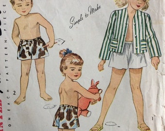 Simplicity 2022, child’s blazer and shorts, size 2, vintage 1940’s sewing pattern