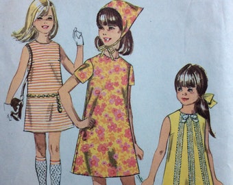 CLEARANCE!!  Simplicity 7521, girls Jiffy dress & scarf, size 10, vintage 1960's sewing pattern