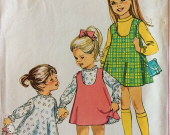 Simplicity 7788, toddler girls dress and jumper, size 3, vintage 1960's sewing pattern