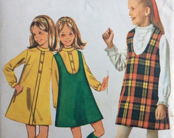 Butterick 4982, girls dress and jumper, size 12, bust 30, vintage 1960's sewing pattern