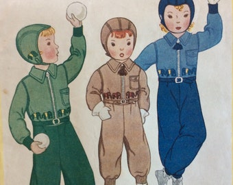 McCall 46, childs aviator suit and cap, size 6, vintage 1930’s sewing pattern