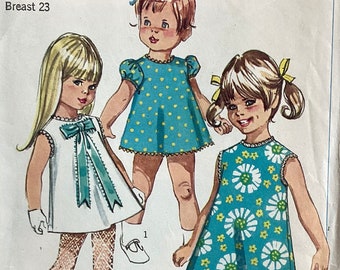 Simplicity 7663, toddler girls Jiffy dress, size 4, vintage 1960's sewing pattern