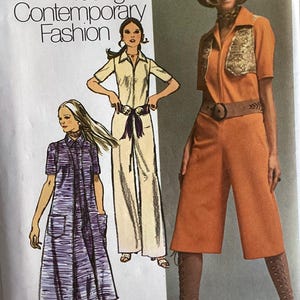 Simplicity 9213, juniors jumpsuit, vest-coat, and bolero, size 11, bust 33 1/2, vintage 1970’s sewing pattern, Uncut, Factory folds
