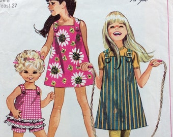 CLEARANCE!!  Simplicity 7709, toddler girls dress or jumper or top and shorts, size 2, vintage 1960's sewing pattern