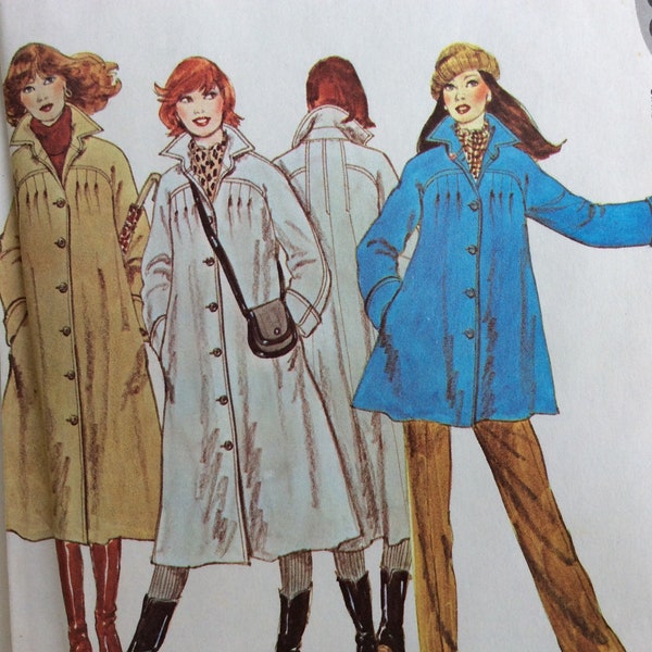 CLEARANCE!!  McCall’s 6312, misses swing coat, size 10, bust 32 1/2, vintage 1970's sewing pattern,  Uncut,  Factory folds