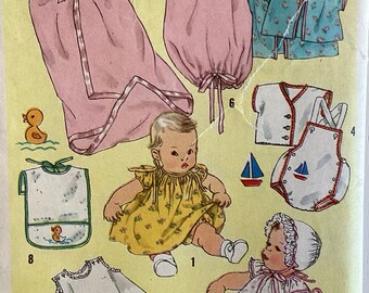 Simplicity 1443, infant layette, one size, vintage 1950's sewing pattern